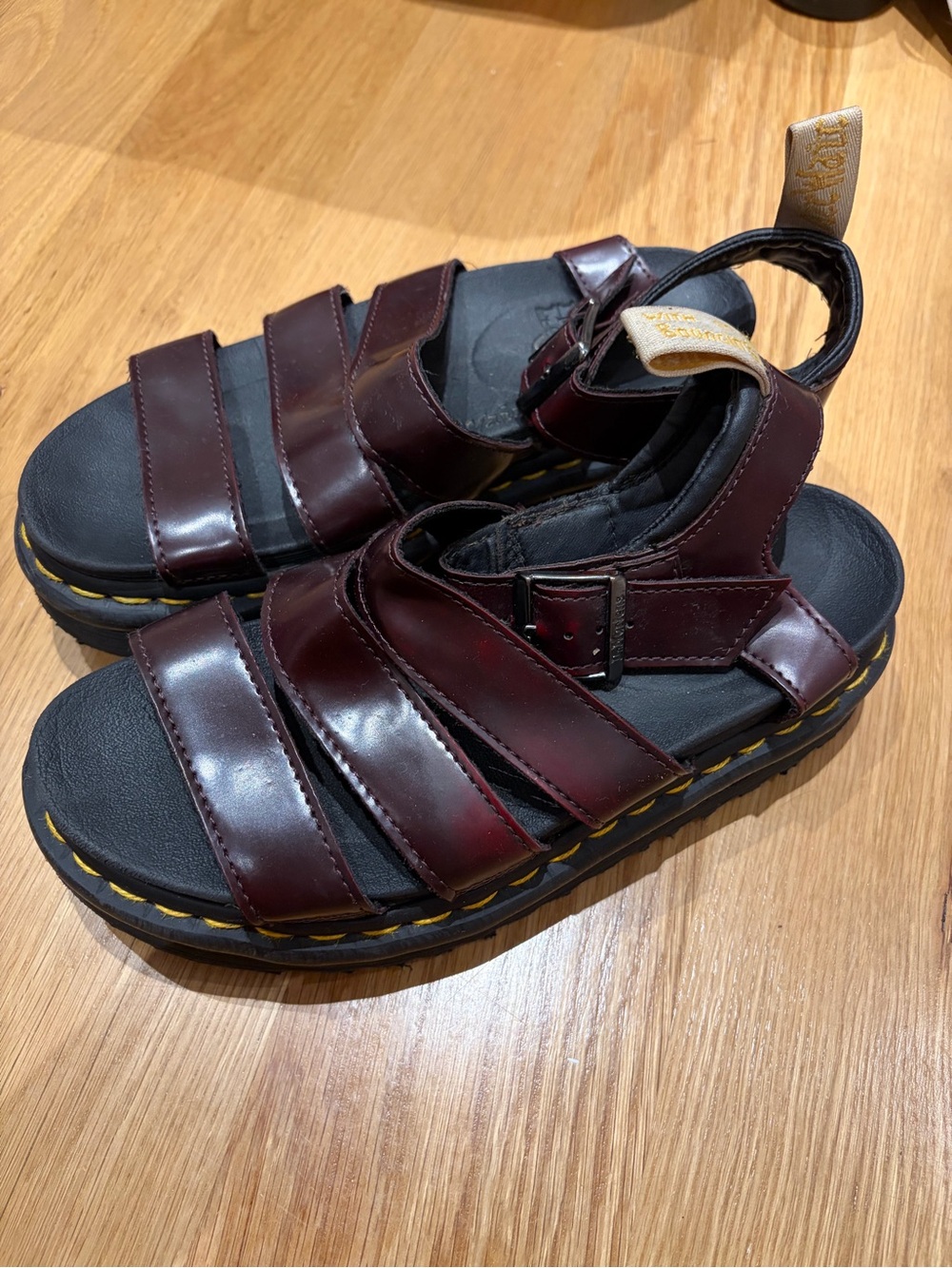 Blaire Leather Strap Sandals - Burgundy Red